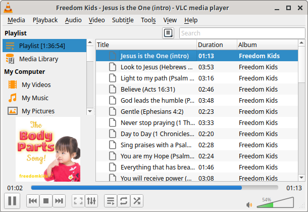 Freedom Kids™ playing in VLC