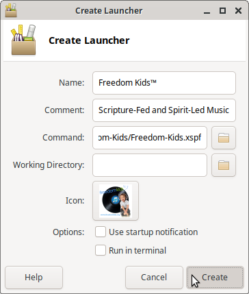 Create Launcher pop-up