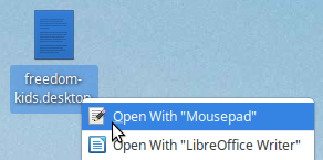 Open With "Mousepad"