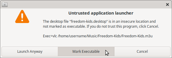 Marking an Untrusted launcher Executable