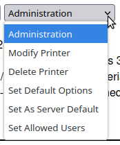 Administration drop-down menu