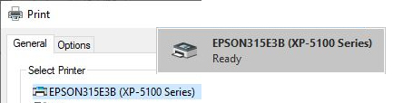 Epson printer showing in Windows
