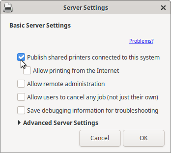 Publish shared printers connected to this system