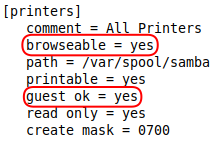 browseable = yes
guest ok = yes