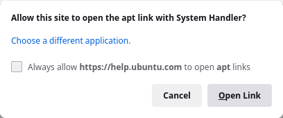 Allow this site to open the apt link with System Handler?