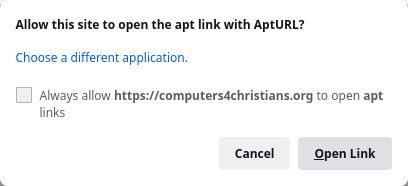 Allow this site to open the apt link with AptURL?