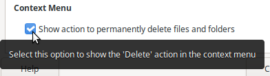 Show action to permanently delete files and folders