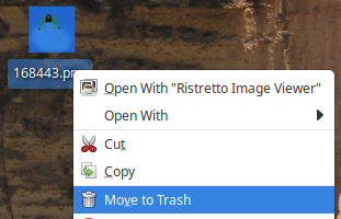 Right-click a file and choose Move to Trash