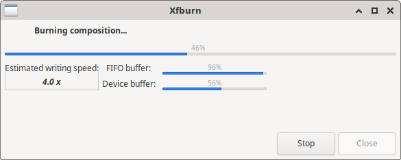 Xfburn progress bar