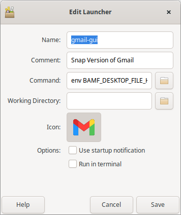 Edit gmail-gui Launcher