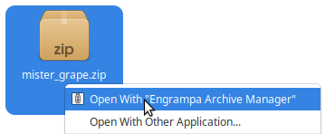 Right click and choose Open with "Engrampa Archive Manager"