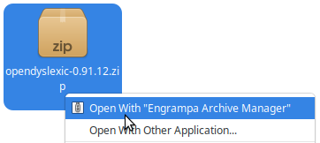 Open with "Engrampa Archive Manager"