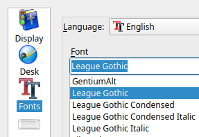 Click Fonts and then choose League Gothic