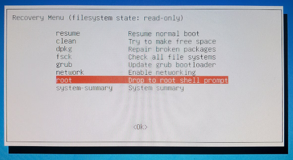 Drop to a root shell prompt