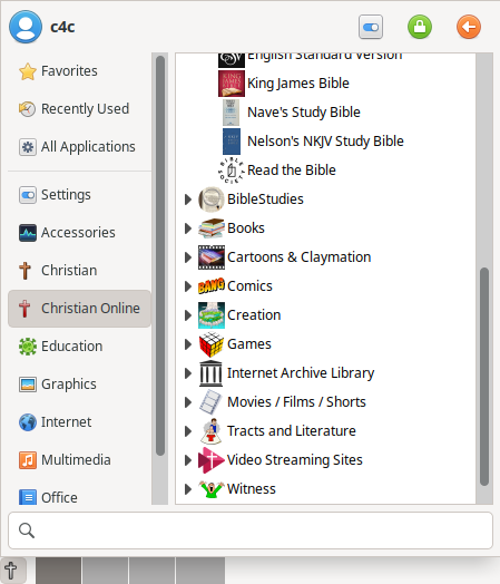 C4C Ubuntu 24.04 Features Separate Christian and Christian Online Menus