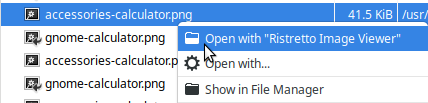 Open with "Ristretto Image Viewer"