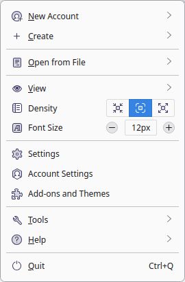 Thunderbird Drop-Down Menu